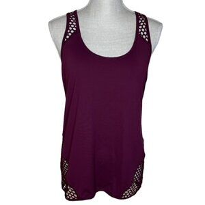 YOGALICIOUS Athletic Purple Mesh Cut Out Tank Top - Size Medium